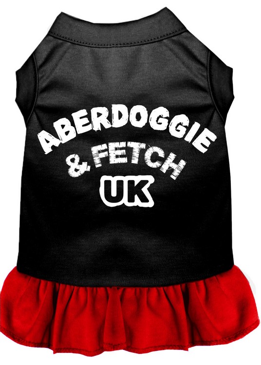 Aberdoggie UK Screen Print Dog Dress Black with Red Med